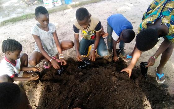 Children in Ivory Coast were among the thousands who participated in tree-planting efforts as part of the 2023 Run4Unity organized by Teens4Unity, the youth branch of the Focolare Movement, a lay Catholic movement. (Bertin Kufunda)